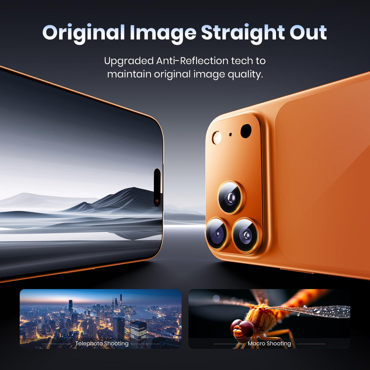 Hoerrye for iPhone 17 Pro Camera Lens Protector - [12FT Shatterproof Military Grade] [Strong Adsorption] Top 9H+ Tempered Glass Camera Screen Full Protective Cover Case Friendly,Cosmic Orange