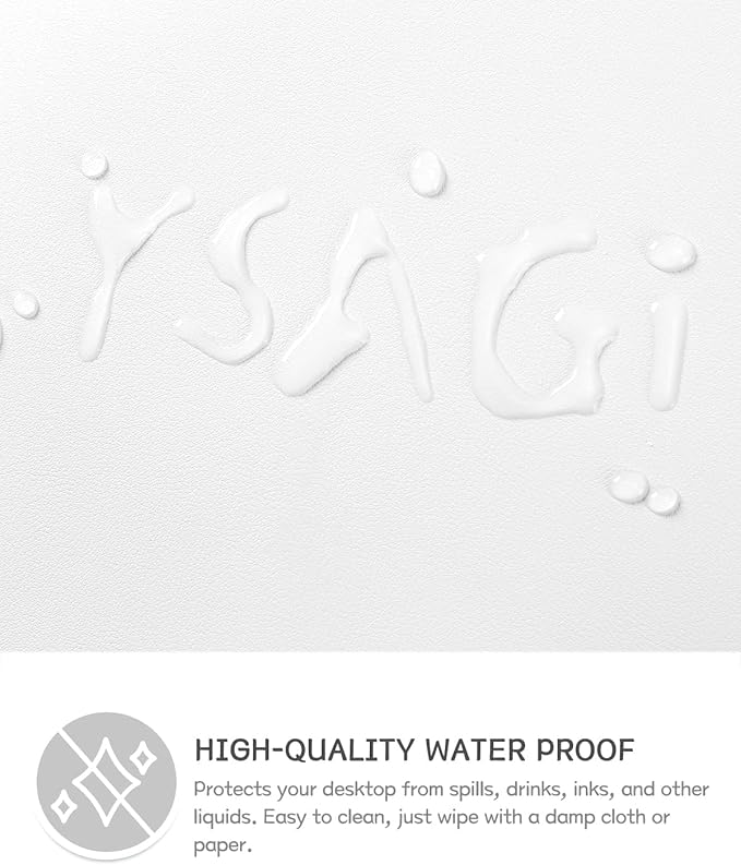 YSAGi Non-Slip Leather Desk Pad XL Size, Waterproof Laptop Computer Desk Keyboard Mat, Table Protector Blotter Mat, Large Mouse Pad for Office/Work/Home/Decor(White, 47.2" x 23.6")-No Band