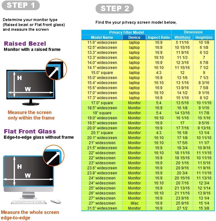 15.4 Inch - 16:10 Aspect Ratio - Laptop Privacy Screen Filter for Widescreen Laptop - Notebook - Anti-Glare - Anti-Scratch Protector Film for Data confidentiality