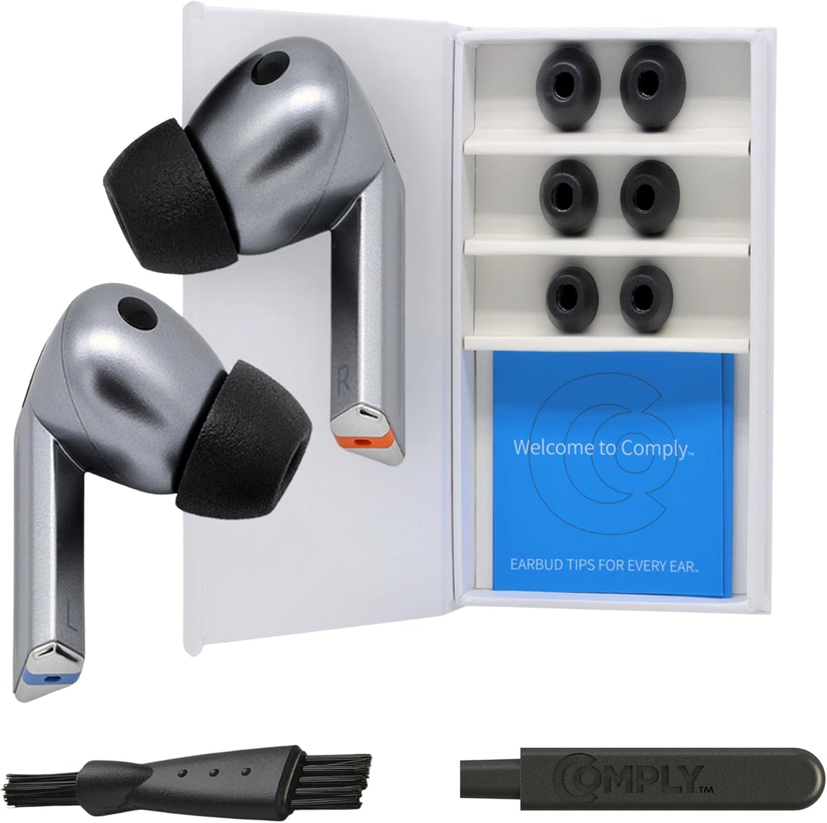 Comply TrueGrip | Premium Memory Foam Replacement Earbud Tips for Samsung Galaxy Buds3 Pro | Enhanced Comfort, Secure Fit, Superior Noise Isolation, Removal & Cleaning Tool | Black (S/M/L) (3 Pairs)