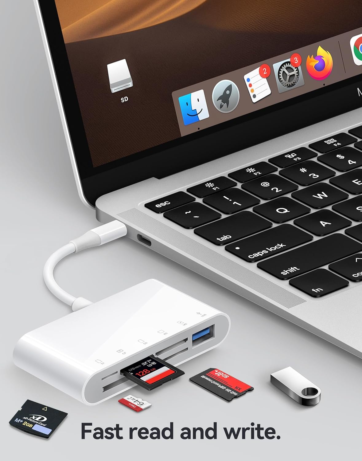 USB C SD Card Reader USB-C to SD MicroSD XD Picture MS Memory Stick Compact Flash Cards, Type C 6 Slots Trail Cameras Viewer Adapter for iPhone 15 16 iPad Mac Laptop MacBook More USBC Devices