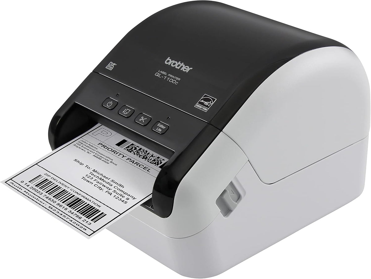 Brother QL-1100c Wide Format Label Printer, Shipping & Postage Labels 4” x 6”, Barcode & QR Code, High Speed, Direct Thermal Printing, Compact, uses DK Drop-in Label Rolls, USB Connectivity