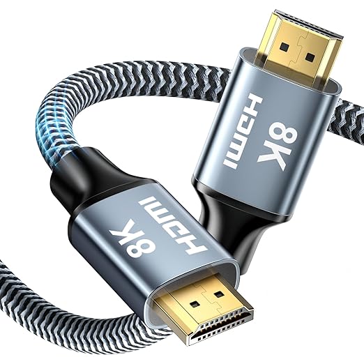 CABNEER 8K HDMI Cable 25 ft, 48Gbps High Speed HDMI 2.1 Cable, Braided HDMI Cable 2.1 8K 60Hz 4K 120Hz Support for HDR eARC HDCP 2.2/2.3, HDMI Cord Compatible with HDTV, Laptop, Monitor, PC