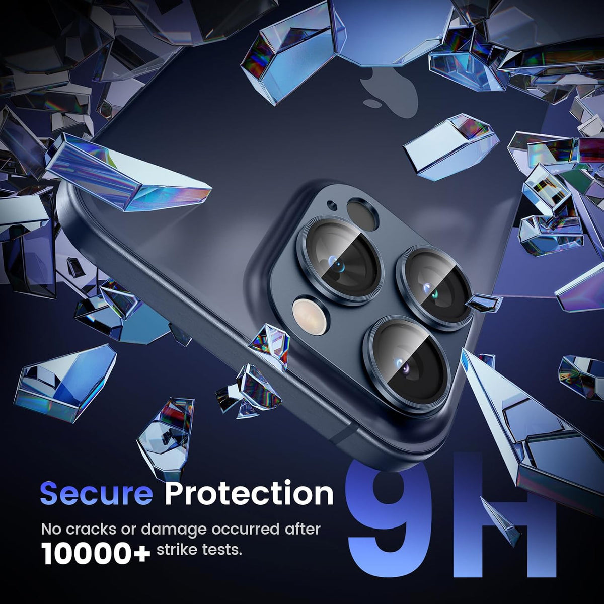 Tensea for iPhone 16 Pro/iPhone 16 Pro Max/iPhone 15 Pro/iPhone 15 Pro Max Camera Lens Protector, Metal Aluminum Alloy Tempered Glass Cover Camera Screen Protector Accessories, Case Friendly Blue