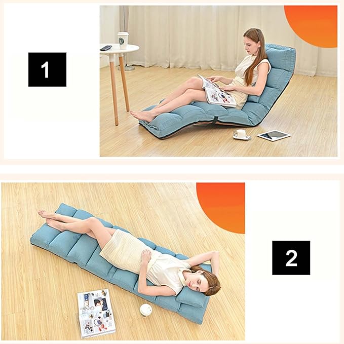 Floor Chairs with Pillow for AdultsFloor Gaming Chair with 3 Position Adjustable Head、Back and Knee SupportNo Assembly Folding Lazy Sofa Chair for GamingSleepingReading (Red)