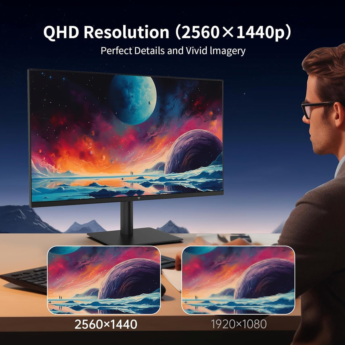KTC 27 Inch QHD(2560 * 1440) 100Hz Computer Monitor - IPS Panel, Anti-Blue Light Screen, 100% High Color Gamut, 123% sRGB, Support FreeSync and GSync, PC Monitor for Casual Gaming and Working