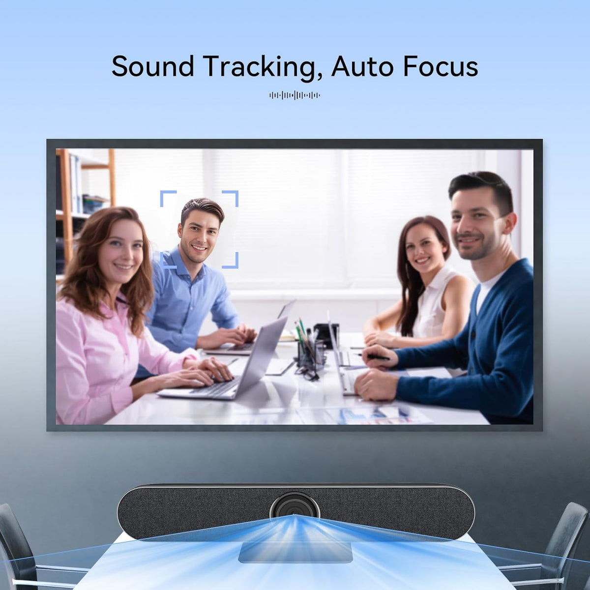 Retekess TC201 4K USB Video Conference Room Camera, AI Auto Fram, Speaker Tracking,120° Wide Angle, 5X Zoom,4 Noise-reducing Mic & 5W Speaker, for Small Meeting Rooms