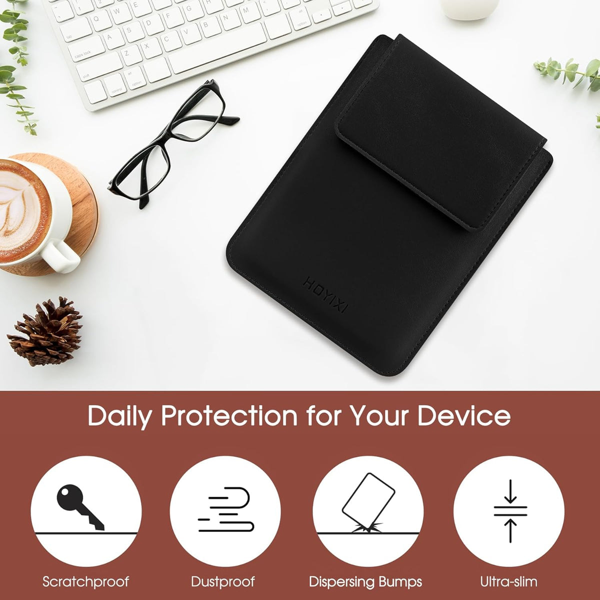 HoYiXi 6-inch 6-inch Universal Sleeve Case for Kindle/Kobo/Voyaga/Pocketbook/Tolino E-Book Reader Lightweight Leather