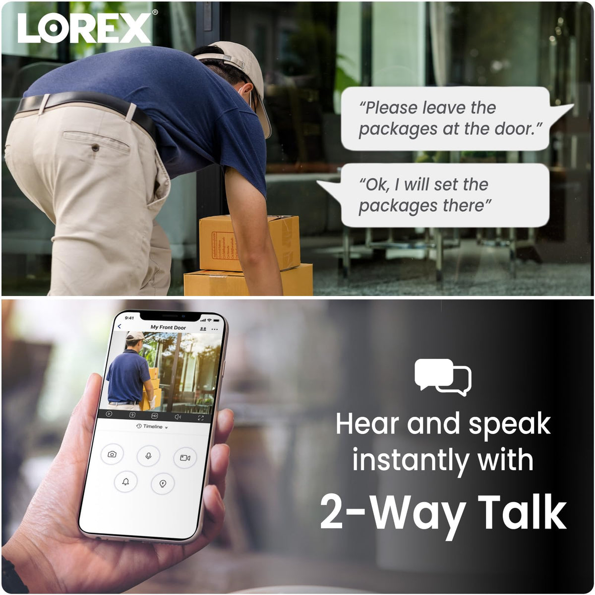 Lorex Fusion 4K Security Camera System w 3TB NVR - 16 Channel Wired Home Security w 8 Metal Cameras - Motion Detection, Active Deterrence, 2-Way