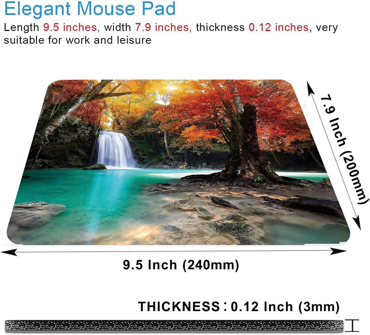 Deep Forest Waterfall Mouse Pad,Non-Slip Rubber Base Wireless Gaming MousePads for Computers Laptop Office,Cute Mouse Pads with Designs for Women