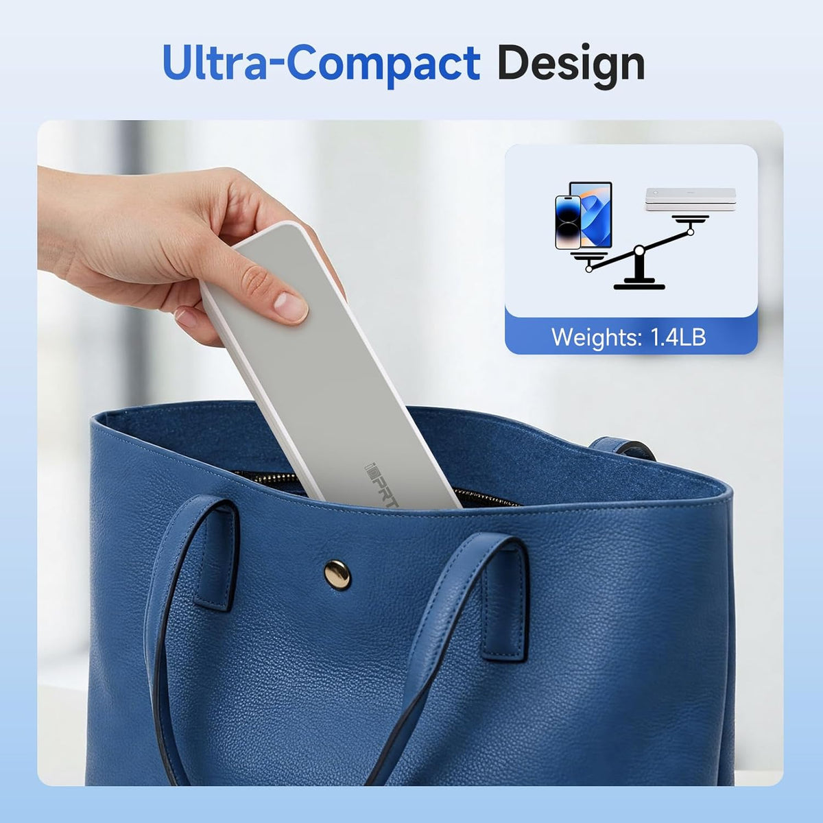 iDPRT Portable Printer Wireless for Travel, 300DPI Bluetooth Thermal Printer Support for 8.5"x11" US Letter, Inkless Compatible with iOS, Android, Laptop for Office, Car and Home, School