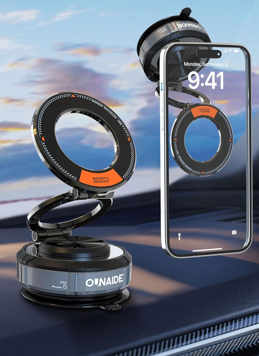 360° Adjustable Vacuum Magnetic Phone Holder for Car Dashboard,Universal 360 Dashboard Phone Holder Phone Mount for Car Compatible with Tesla Model 3/Y,Jeep Wrangler,iPhone 16 Pro Max 15 14 13 Plus