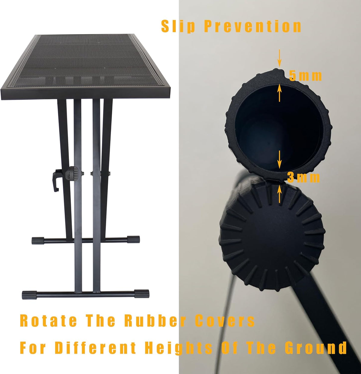 Portable DJ Table Stand DJ Controller Stand DJ Desk DJ Booth Adjustable Height DJ Stand For Laptop/Synth DJ Mixer Stand with Braced Keyboard Stand w/35” x 17.3” Table Top and Travel Bag