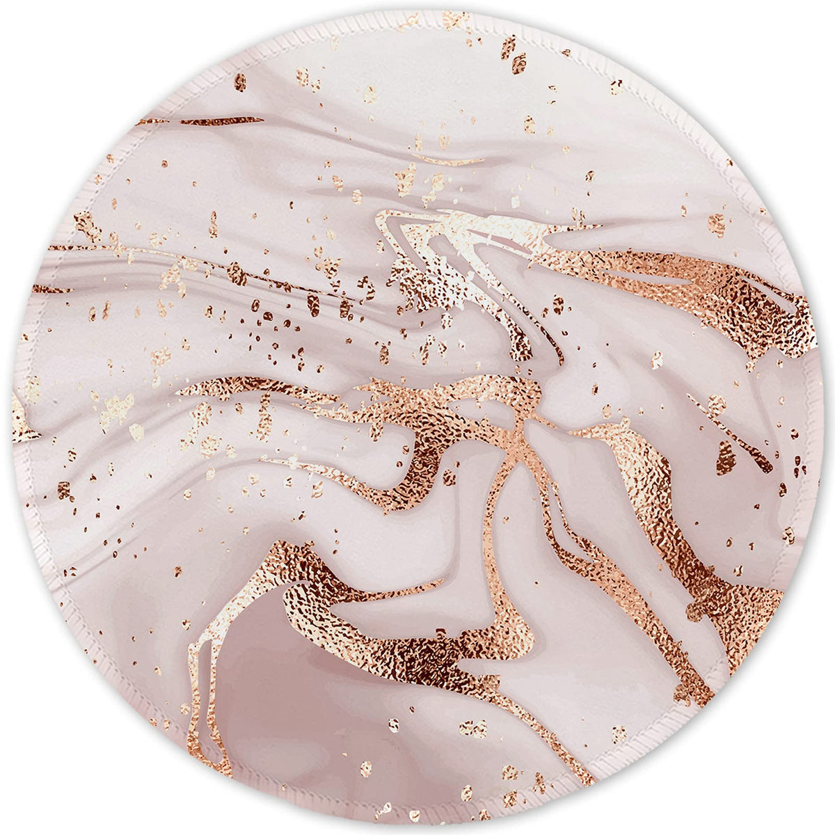 ITNRSIIET Round Mouse Pad with Stitched Edge Premium-Textured Waterproof Non-Slip Rubber Base Desktop Protection Mat Diameter 8.7 inches, Rose Gold Marbling