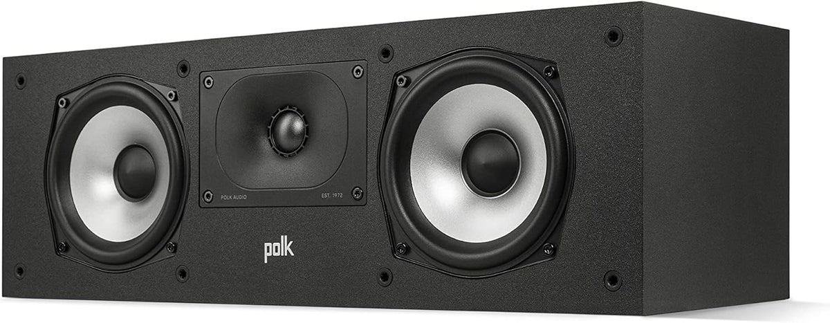 Polk Monitor XT30 Compact Center Channel Speaker - Hi-Res Audio Certified, Dolby Atmos & DTS:X Compatible, 1" Terylene Tweeter & Dual 5.25" Dynamically Balanced Woofer, Midnight Black
