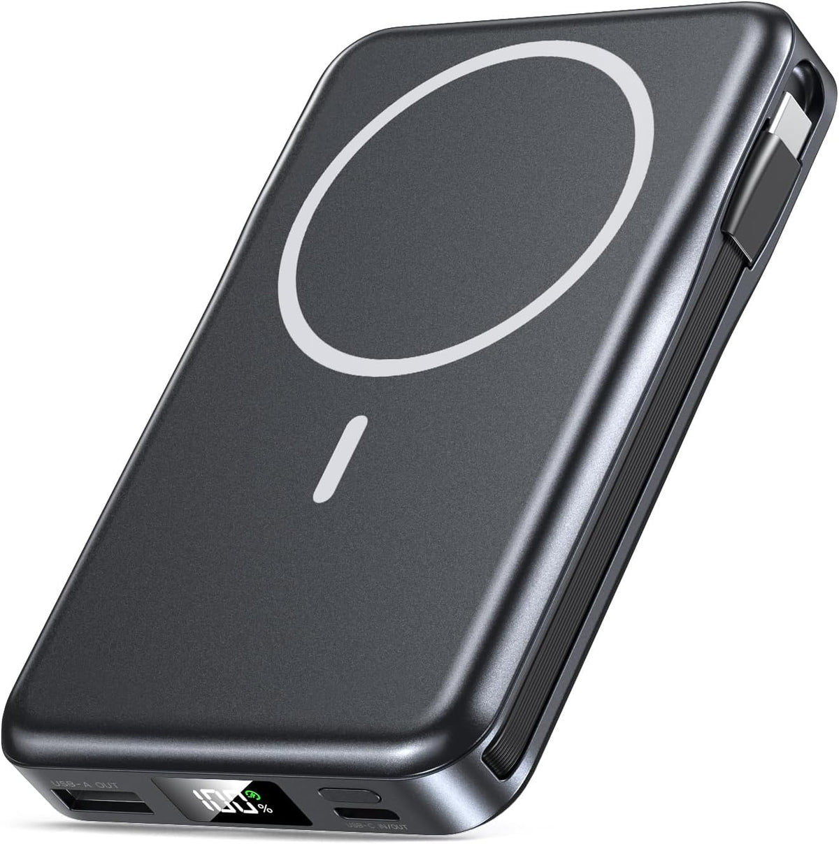 Magnetic Portable Charger, 10000mAh Power Bank, 5 in 1 Portable Charger with Built in Cable, 20W Fast Charging for Magsafe Battery Pack Compatible with iPhone 16/15/14/13 Pro/Pro Max, Samsung Series