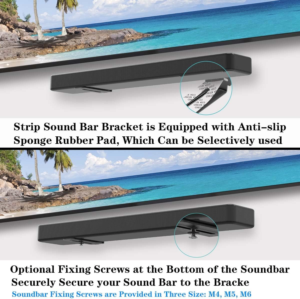 Agandax Dolby V01) Soundbar Wall Mount Bracket Universal Soundbar Mount Shelf Depth Adjustable for Bose, Samsung