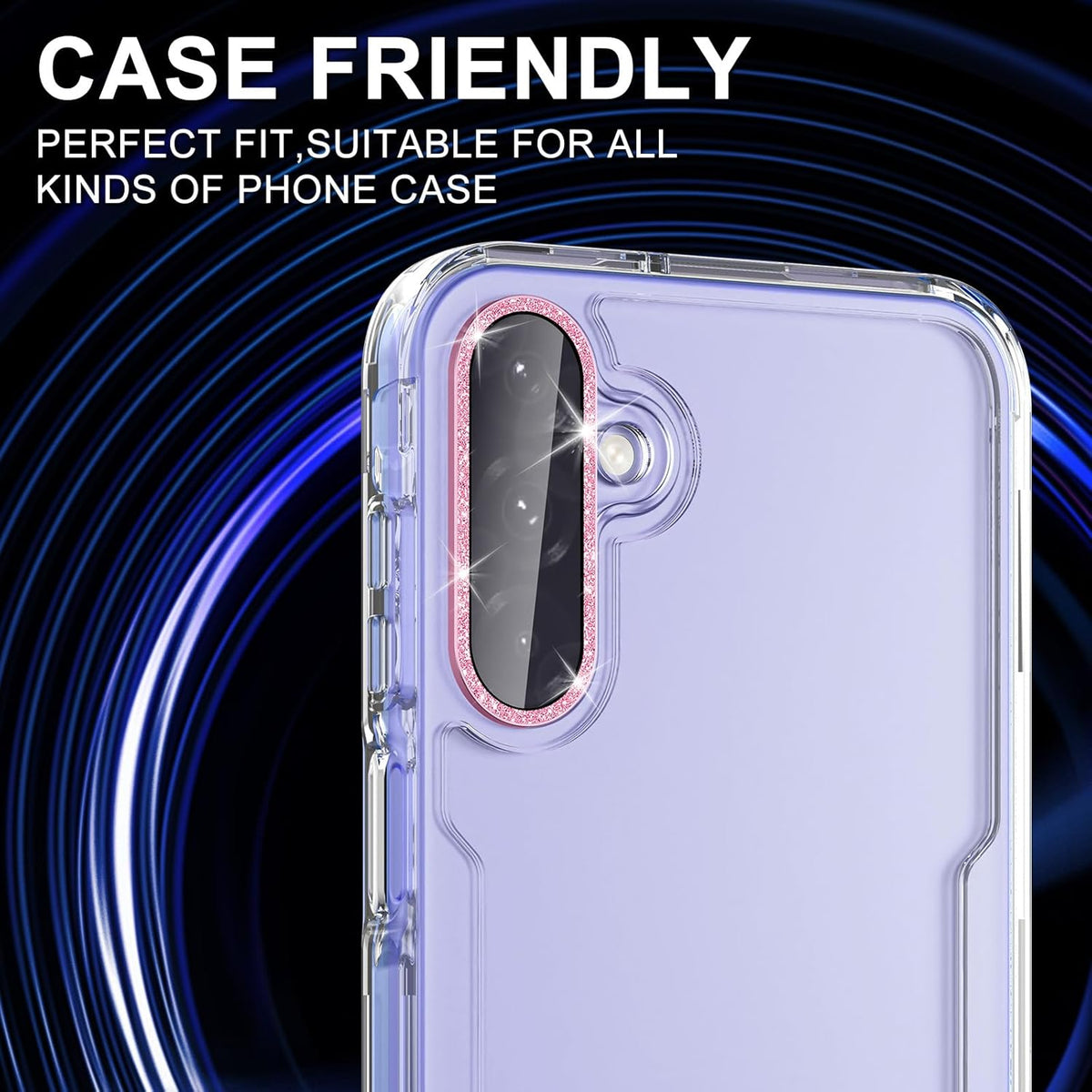 for Samsung Galaxy A26/A36/A56 Camera Lens Protector, Individual Metal Ring Tempered Glass Lens Cover, [Strong Adsorption] Scratch Resistant Ultra-Thin HD Clear Lens Cover, 1 Set-Pink