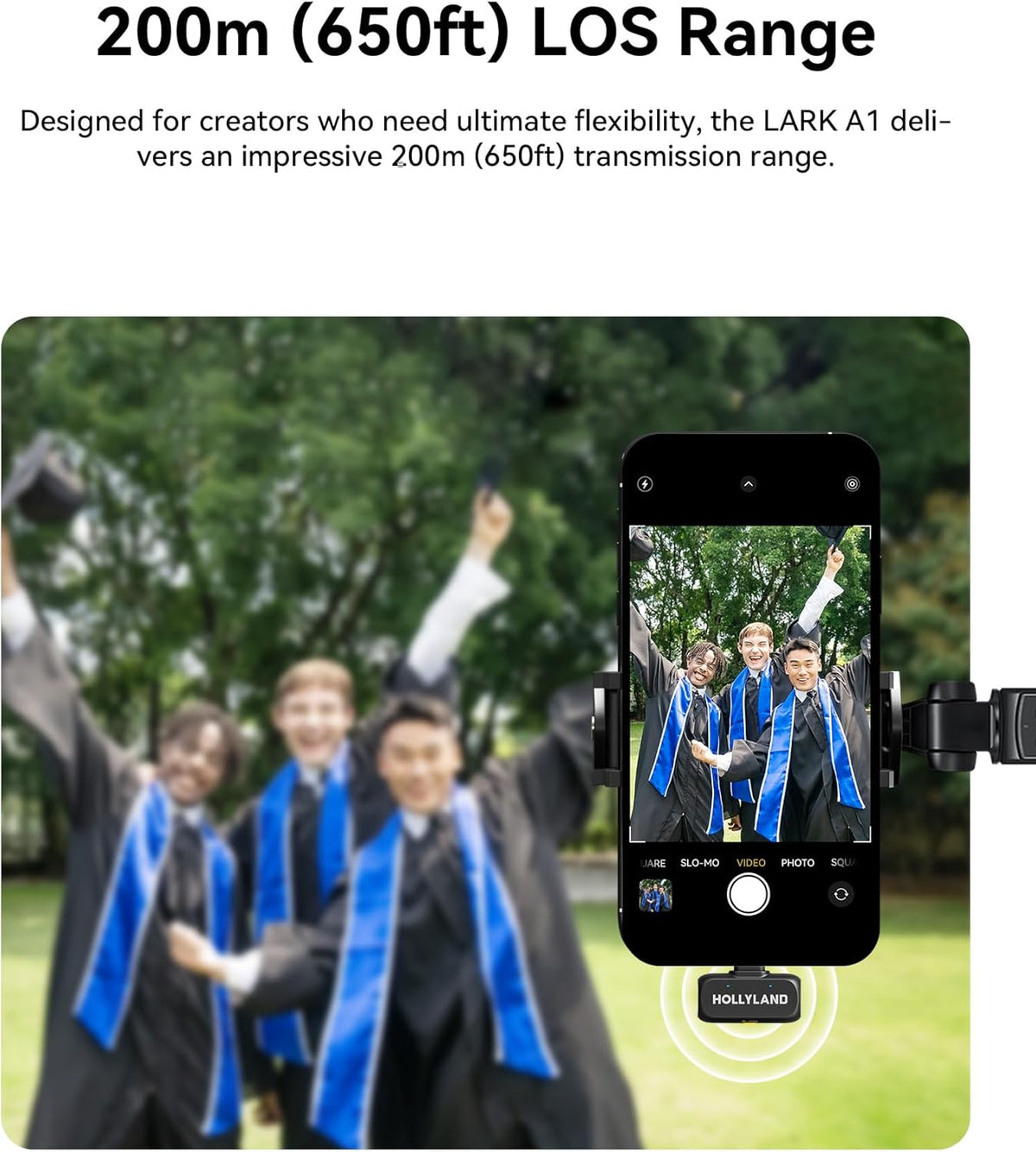 Hollyland Lark A1 Wireless Microphone for iPhone 15/16 & Android, 48kHz/24-bit, 3-Level Intelligent Noise Cancel, Magnetic Mini Microphone for YouTube, Podcast, Vlogging (Black, 2TX + USB-C RX)