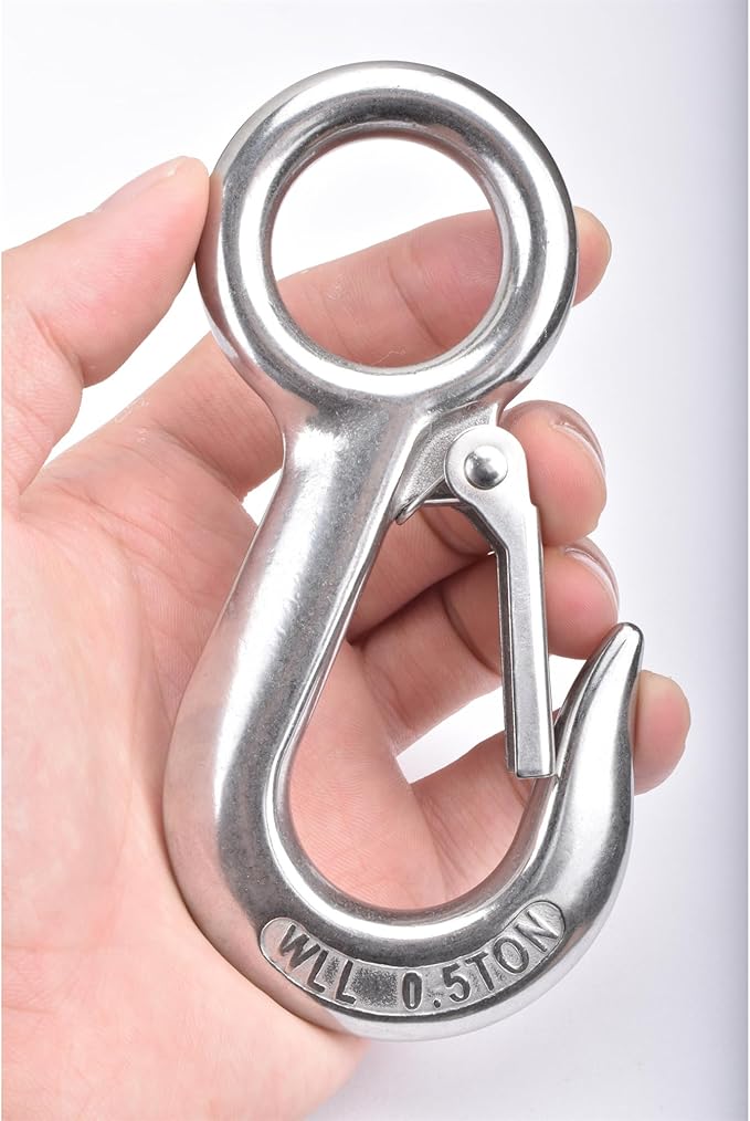 Alele 0.5T Crane Scale Grab Hooks,Slip Hooks,Stainless Steel Lifting Hook Rigging Accessory (Grab Hooks 500kg)