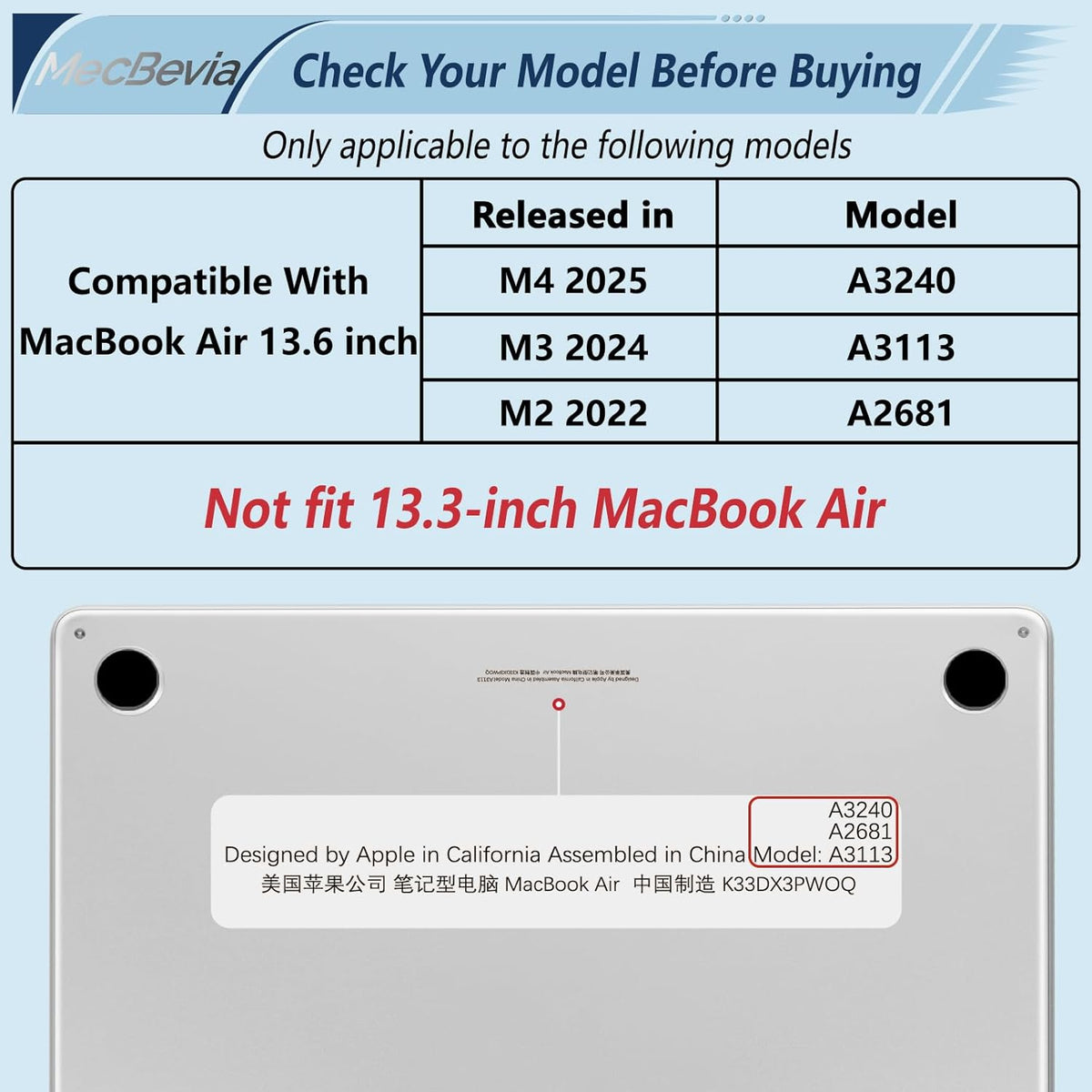 Compatible with MacBook Air 13.6 inch Case, M4 A3240/M3 A3113/M2 A2681 (Released 2025 to 2022), Hard Shell, Keyboard Cover, Screen Protector, Webcam Cover & Type-C Adapter, Oceans