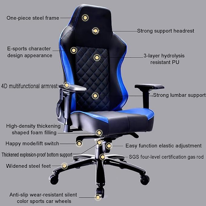 Office Chair Gaming Chair Computer Chair Andrgonomic High Back Gamer Chair with HeadrestRacing Game Chair PU Leather Gaming ChairHeight Adjustable Recliner Swivel Office Chair and-Sports C