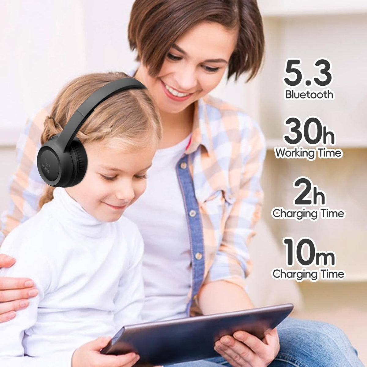 85dBVolume 30H vinamass Kids Bluetooth Headphones,Kids Wireless Headphone with Limiter, Playtime, Adjustable