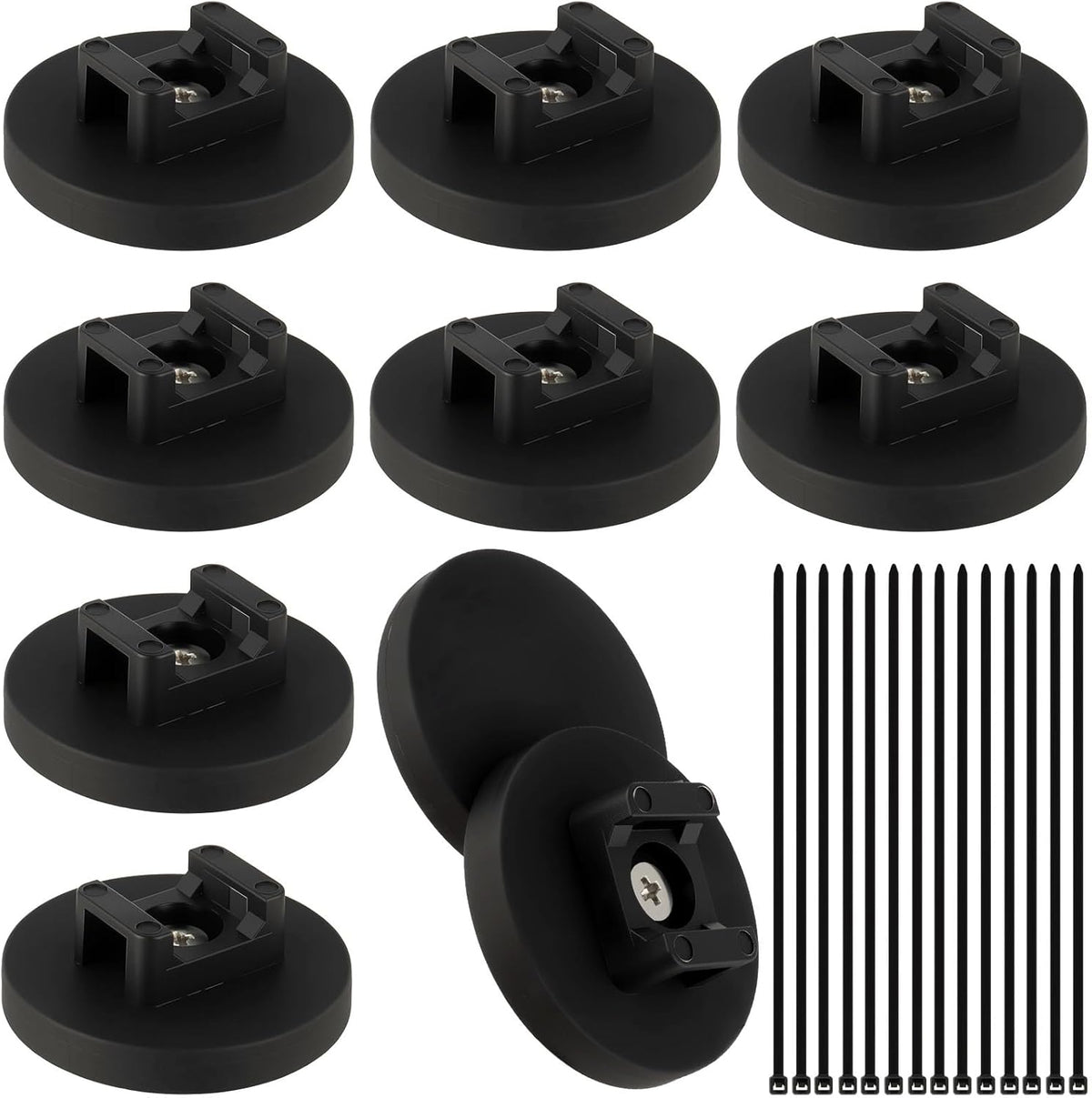 10 43mm 50 Magnetic Zip Tie Mount Wire Cable Holder, Include Pcs Magnetic Cable Zip Tie Base with Pcs Heavy Duty Zip