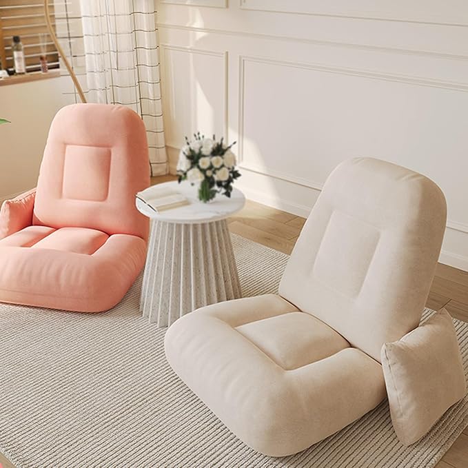 Folding Floor Gaming Chair Adjustable Memory Sponge Floor Chair with Back Support Lazy Sofa for Reading Game No Assembly Required(Light Gray)