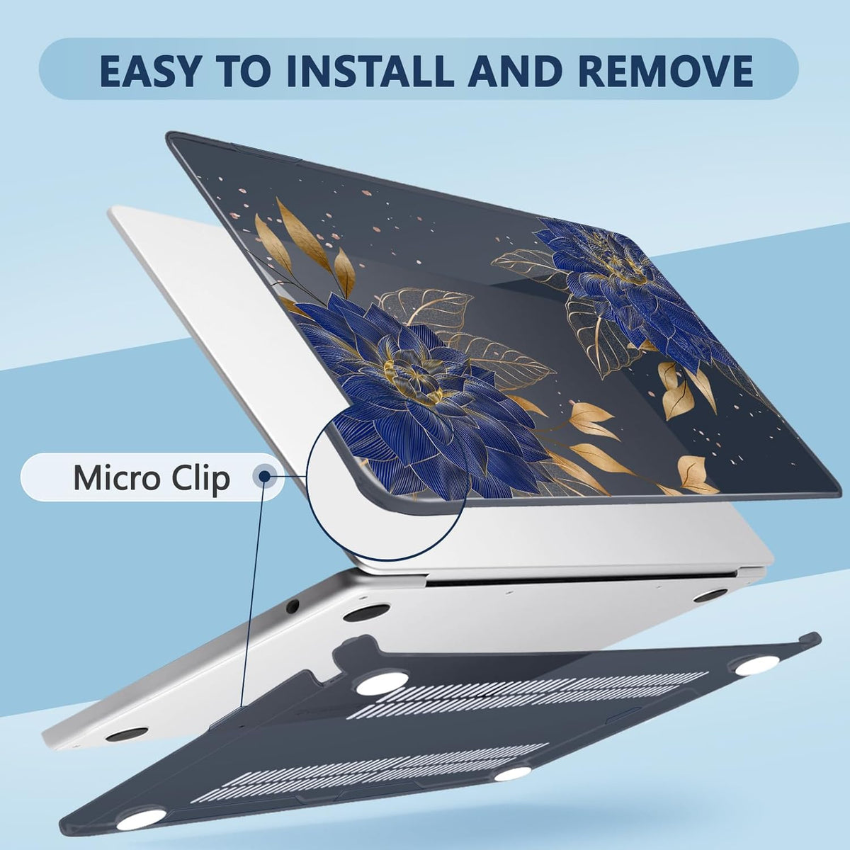 Compatible with MacBook Air 15 inch Case, M4 A3241/M3 A3114/M2 A2941 (Released 2025 to 2023), Hard Shell, Keyboard Cover, Screen Protector, Webcam Cover & Type-C Adapter, Dahlia Flowers