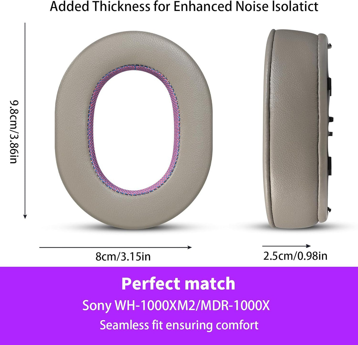 Sheepskin Replacement Earpads for WH-1000XM2/MDR-1000X - Gold/Purple