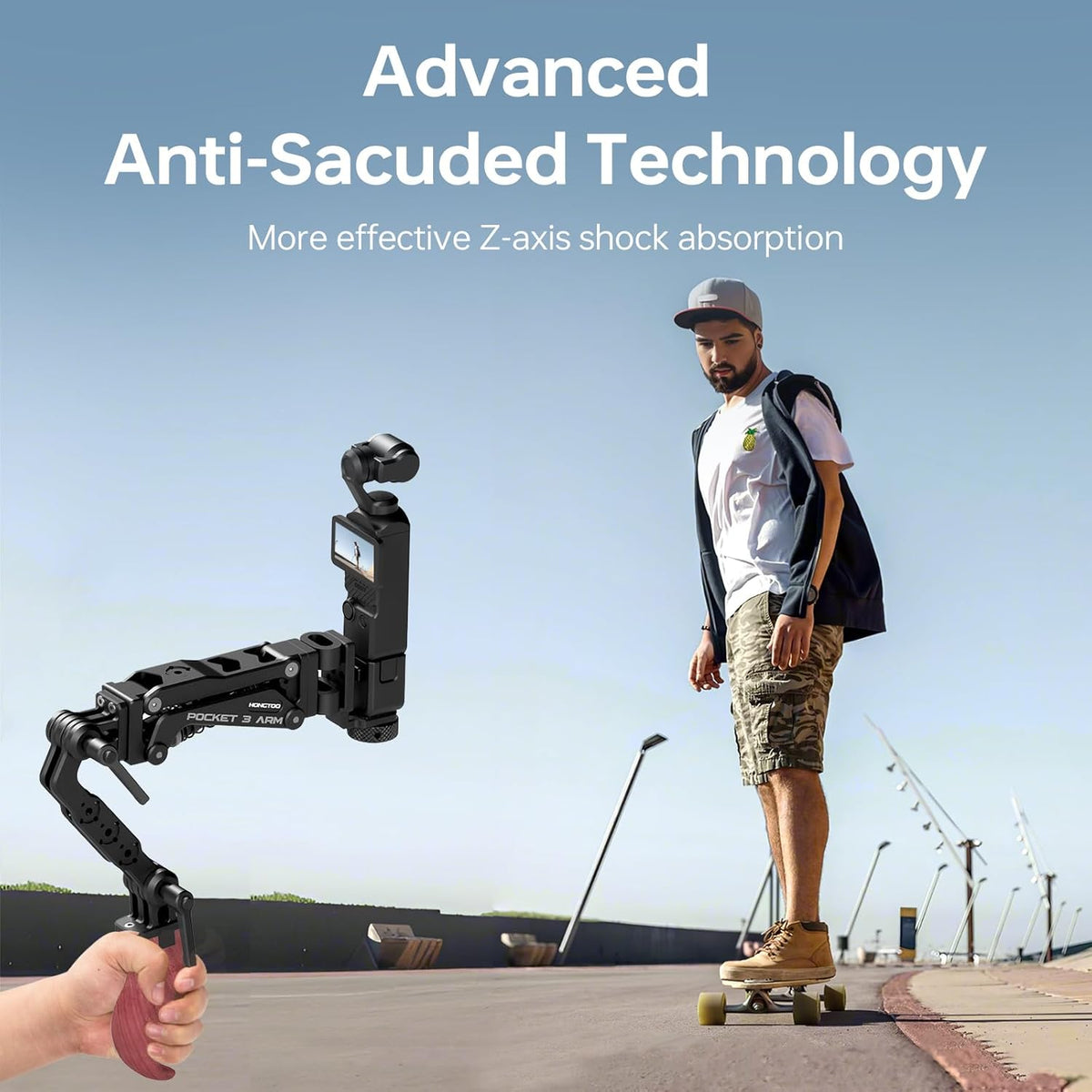 Came-TV Handle Grip Camera Mount, Handheld Camera Stabilizer Mount with 1/4" Mounting Holes,Shock Stabilizer Arm Support for DSLR Smartphone Pocket 2, Pocket 3, OSMO Mobile Video Shooting PK05