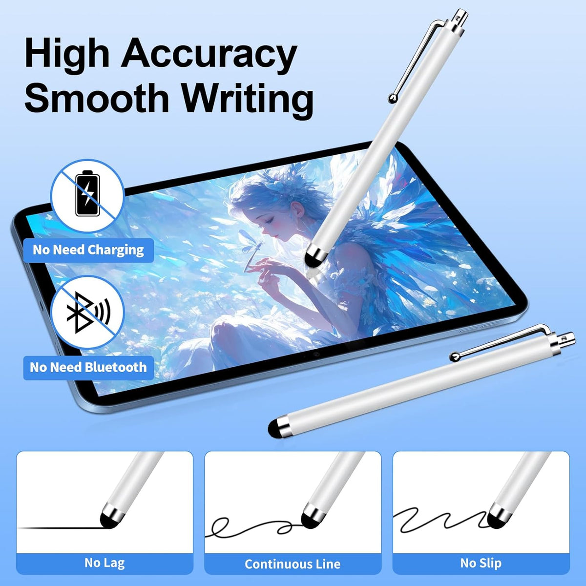 20 Pack Stylus Pen,Stylus Pen for Touchscreen High Precision and Sensitivity for Everyday Writing/Drawing,Universal Stylus Compatible with All Touch Screens,White