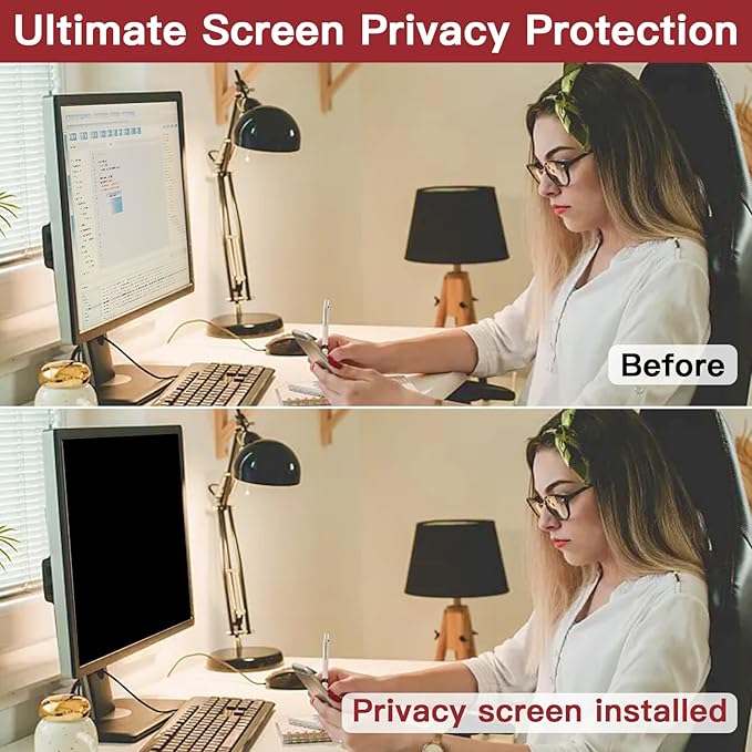2 Pack 22 Inch Privacy Screen for Computer Monitor 16:10 Aspect Ratio, Eye Protection Anti Glare Computer Screen Cover, Removable Anti-Scratch Computer Screen Privacy Shield for 22''Widescreen