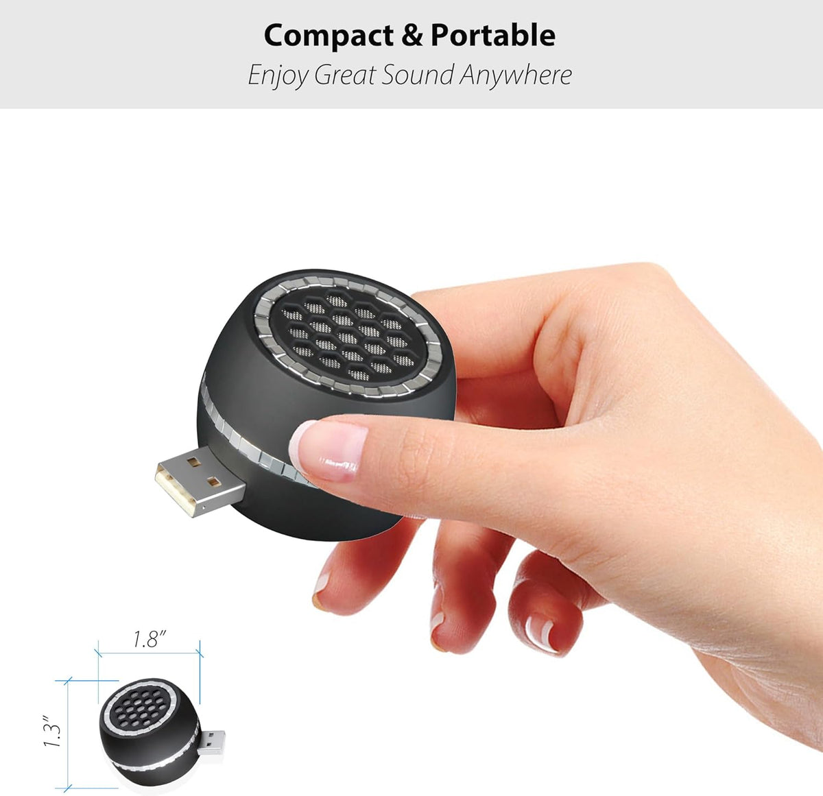USB Mini Portable Speaker with USB Plug & Play and Bluetooth Connection, Small External Speaker for Computer/Tablet/Smartphone, Crystal Clear & Loud