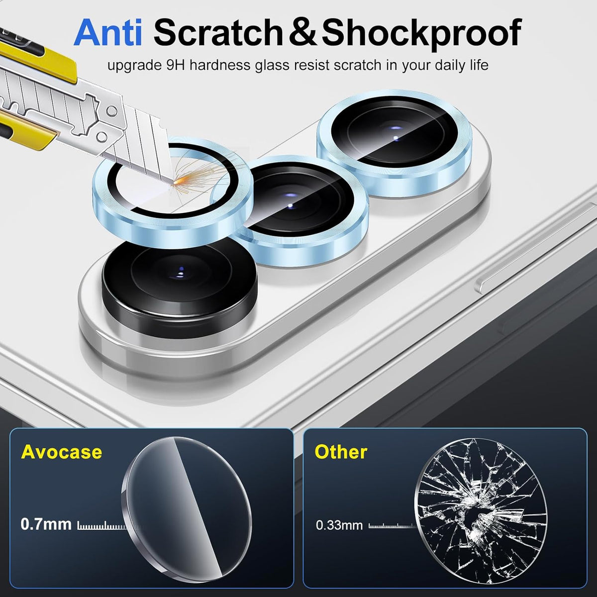 for Samsung Galaxy Z Fold 7 Camera Lens Protector, Individual Metal Ring Tempered Glass Lens Cover, [Strong Adsorption] Scratch Resistant Ultra-Thin HD Clear Lens Cover, 1 Set-Blue