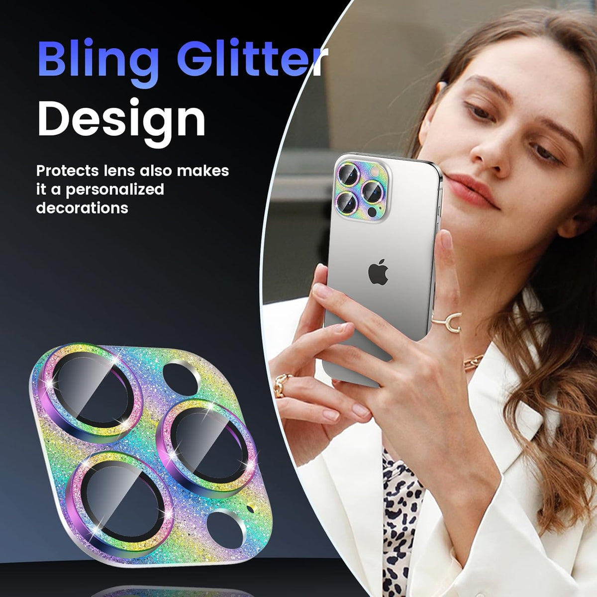 Tensea for iPhone 16 Pro/iPhone 16 Pro Max/iPhone 15 Pro/iPhone 15 Pro Max Camera Lens Protector, Metal Aluminum Alloy Tempered Glass Cover Camera Screen Protector Accessories, Case Friendly