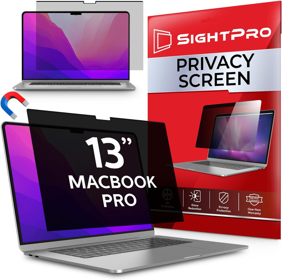 Magnetic Privacy Screen for MacBook Pro 13 Inch (2016, 2017, 2018, 2019, 2020, 2021, 2022, M1, M2) Removable Laptop Privacy Filter Shield and Protector