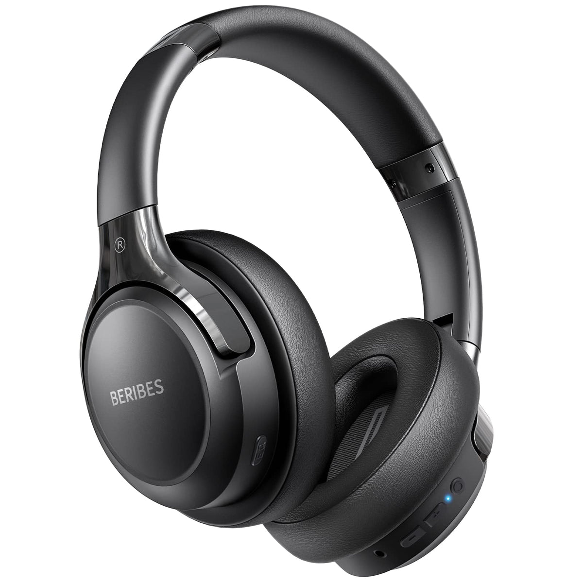 BERIBES Bluetooth Headphones Over Ear, 65H Playtime and 6 EQ Music Modes Wireless Headphones with Microphone, HiFi Stereo Foldable Lightweight