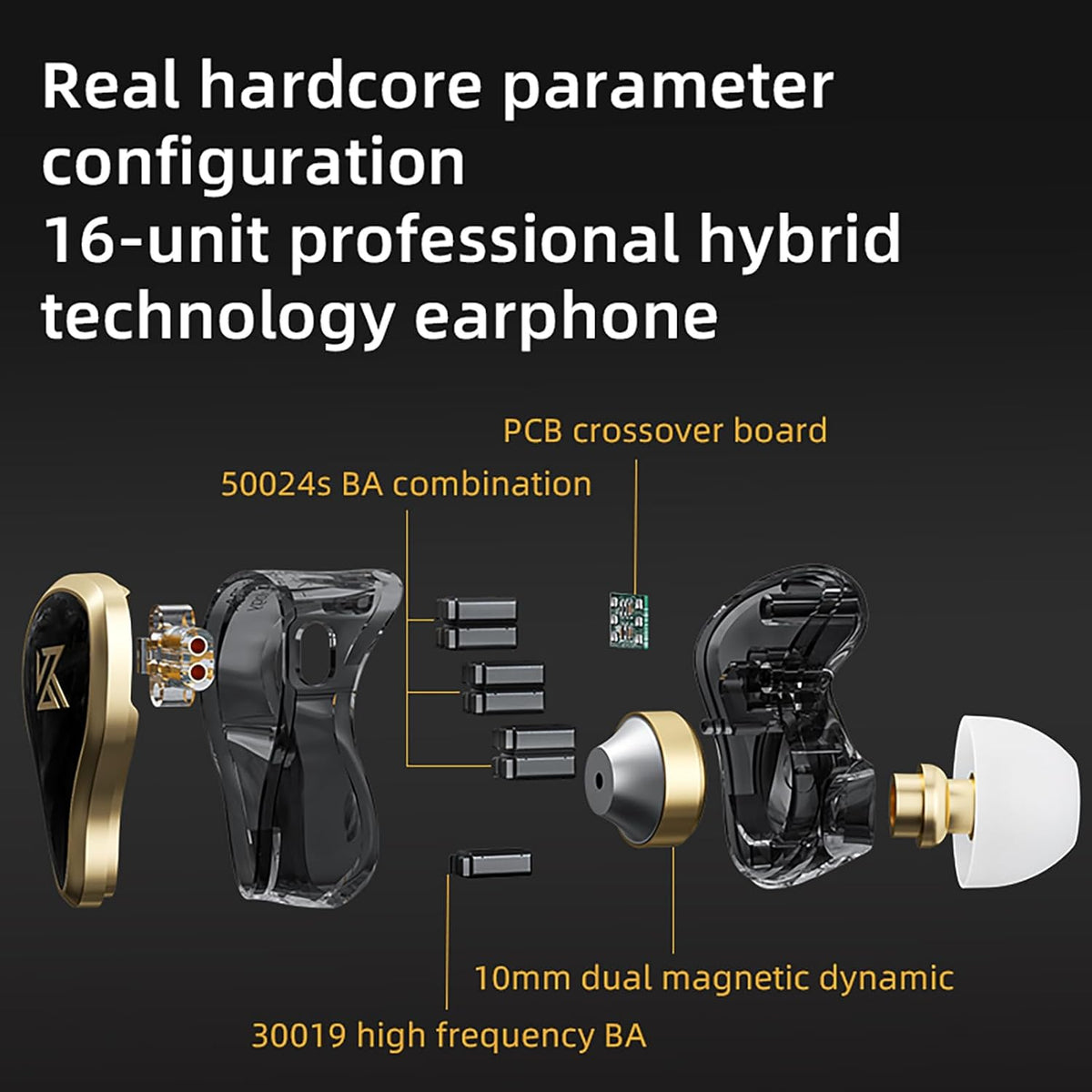 CCA KZ ZAS in Ear Monitor Headphones 16 Units 7BA 1DD Hybrid Drivers HiFi IEM Earphones High Clarity Wired Earbuds for Musicians Singers Audiophile Dj Drummers