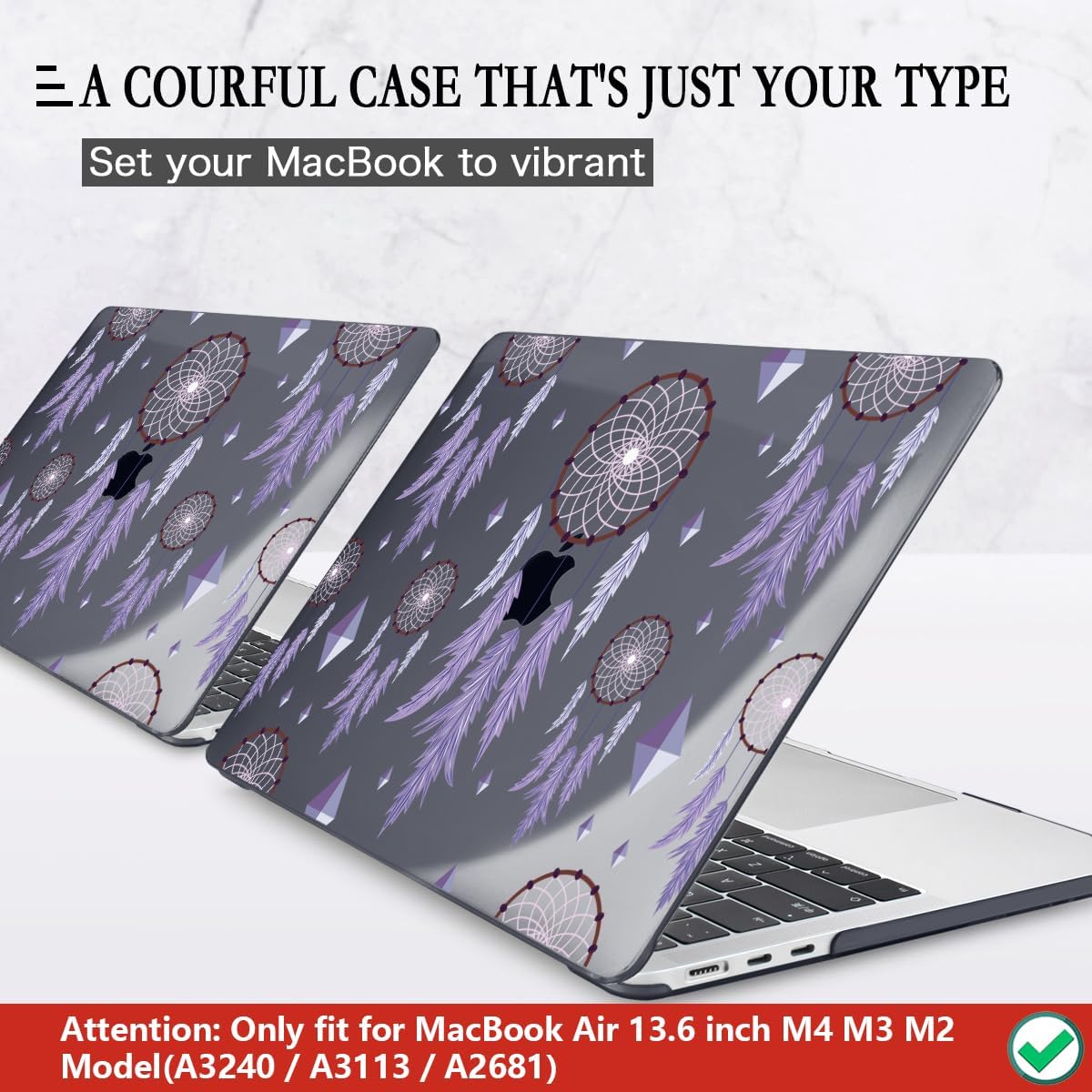 CISSOOK Compatible with MacBook Air 13.6 inch Case 2025 2024 2023 2022 Release A3240 M4 A3113 M3 A2681 M2, Plastic Hard Shell Case & Keyboard Cover & Screen Protector, Dream Catcher