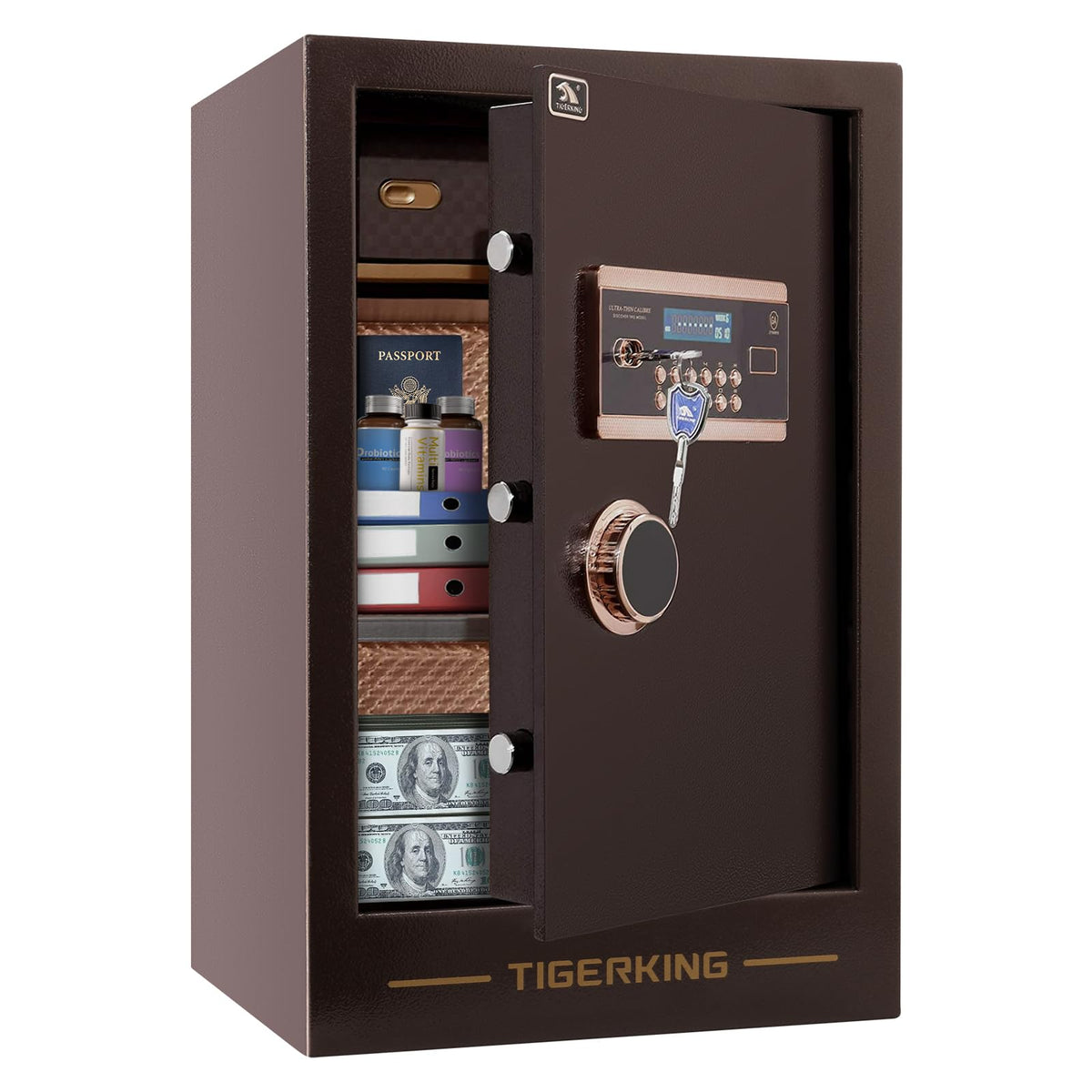TIGERKING 3.47 Cuft Large Heavy Duty Safe Box, Digital Security Home Safe with Combination Lock Built-in Lockable Box, Dual Alarm System Safes