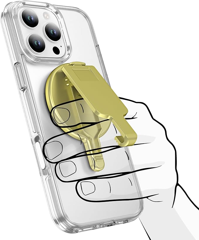 BAISRKE Magnetic Belt Clip Phone Holder, Strong Magnetic Waist Clip Compatible with Phone Cases, Portable & Versatile Accessory for Travel & Outdoor Use (Gold)