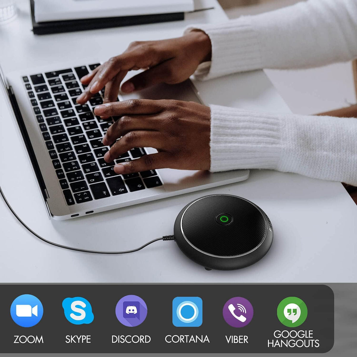 CMTECK Conference USB Microphone, Computer Desktop Mic with Mute Function, Omnidirectional Condenser PC Mic for Video,Streaming, Skype, Plug & Play Compatible with MacOS X Windows (No Speaker)