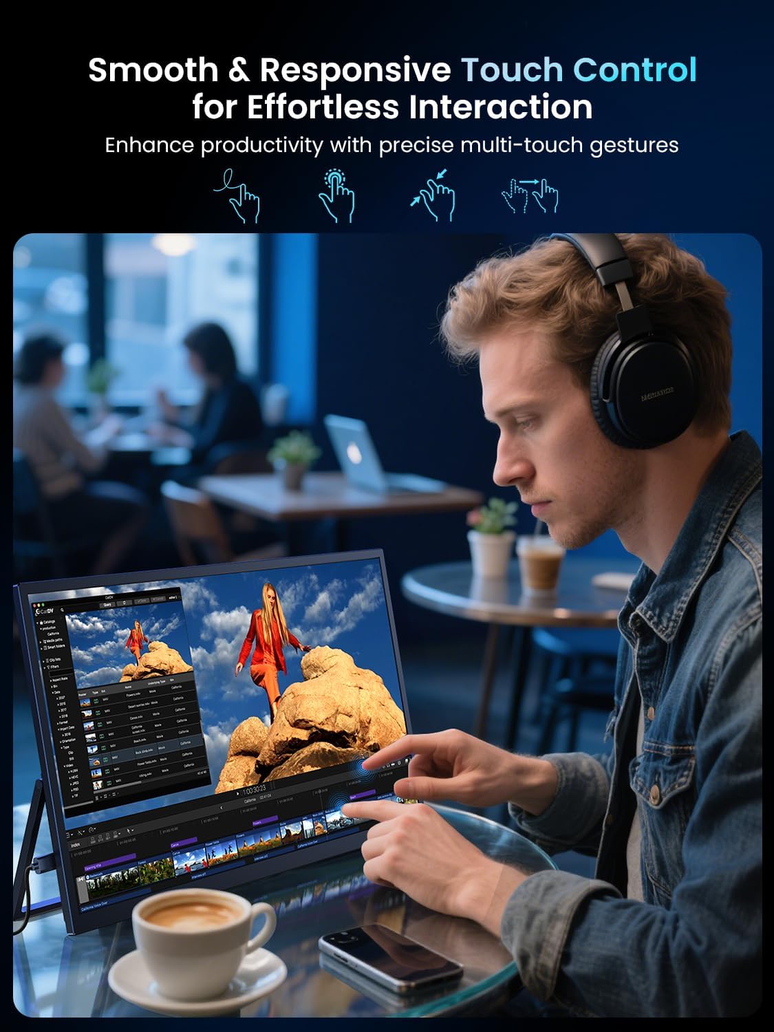 UPERFECT Portable Monitor 18.5-inch 120HZ Touchscreen 100% sRGB w/VESA & Stand 180° Adjustable Ultra-Slim & Lightweight Frameless FHD FreeSync IPS HDR Gaming Display, Travel Second Monitor for Laptop