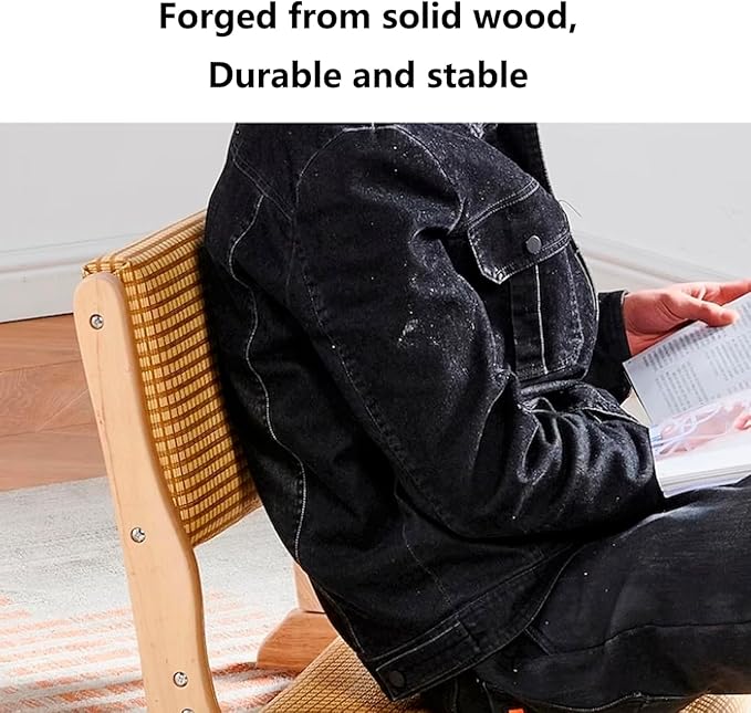 BTZHY Floor Chair Japanese Legless Chair Seat with Back Support FoldableWood Folding Floor ChairHome Bay Window Lazy Backrest Chair Meditation Floor Seating for Living Room(A)