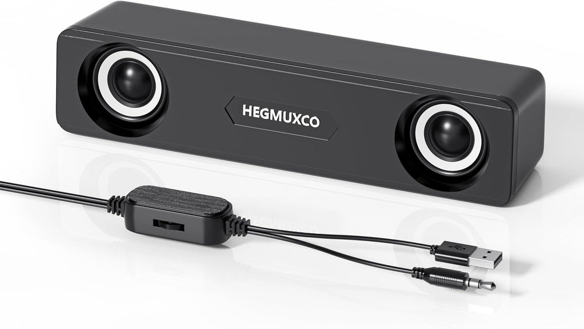 HEGMUXCO 10W 3.5mm Wired Stereo Speaker Compact PC Speakers for Desktop -, USB Powered, Audio Input, Laptop Expertly