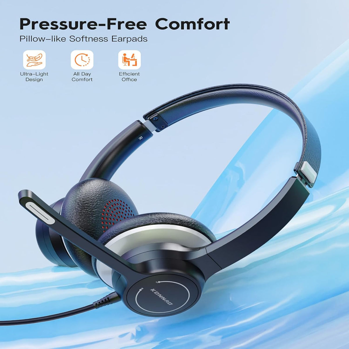 USB Headset with Microphone, 3.5mm Wired Computer Headsets with Noise Cancelling Microphone, Stereo Headphones with MIC for PC, in Line Controls, Work Headset for Skype Zoom Tablet Laptop