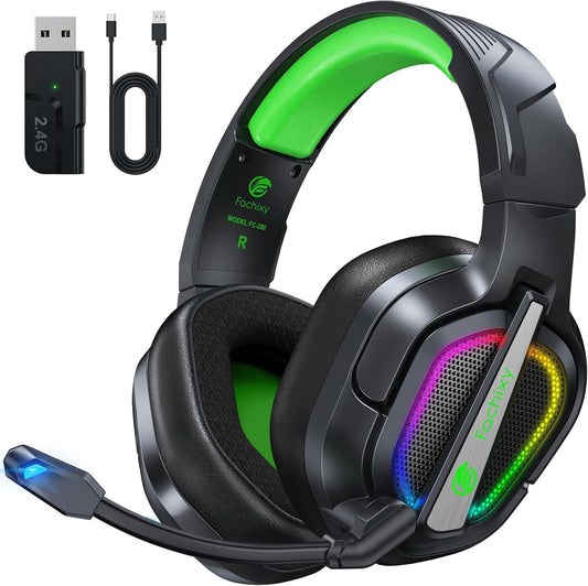 FC200 Wireless Gaming Headset for PS5, PS4-2.4GHz USB Foldable Headphones with Mic - 3D Stereo Bluetooth Headset with 50Hrs Battery Life, for Switch, PC, Mac, Mobile