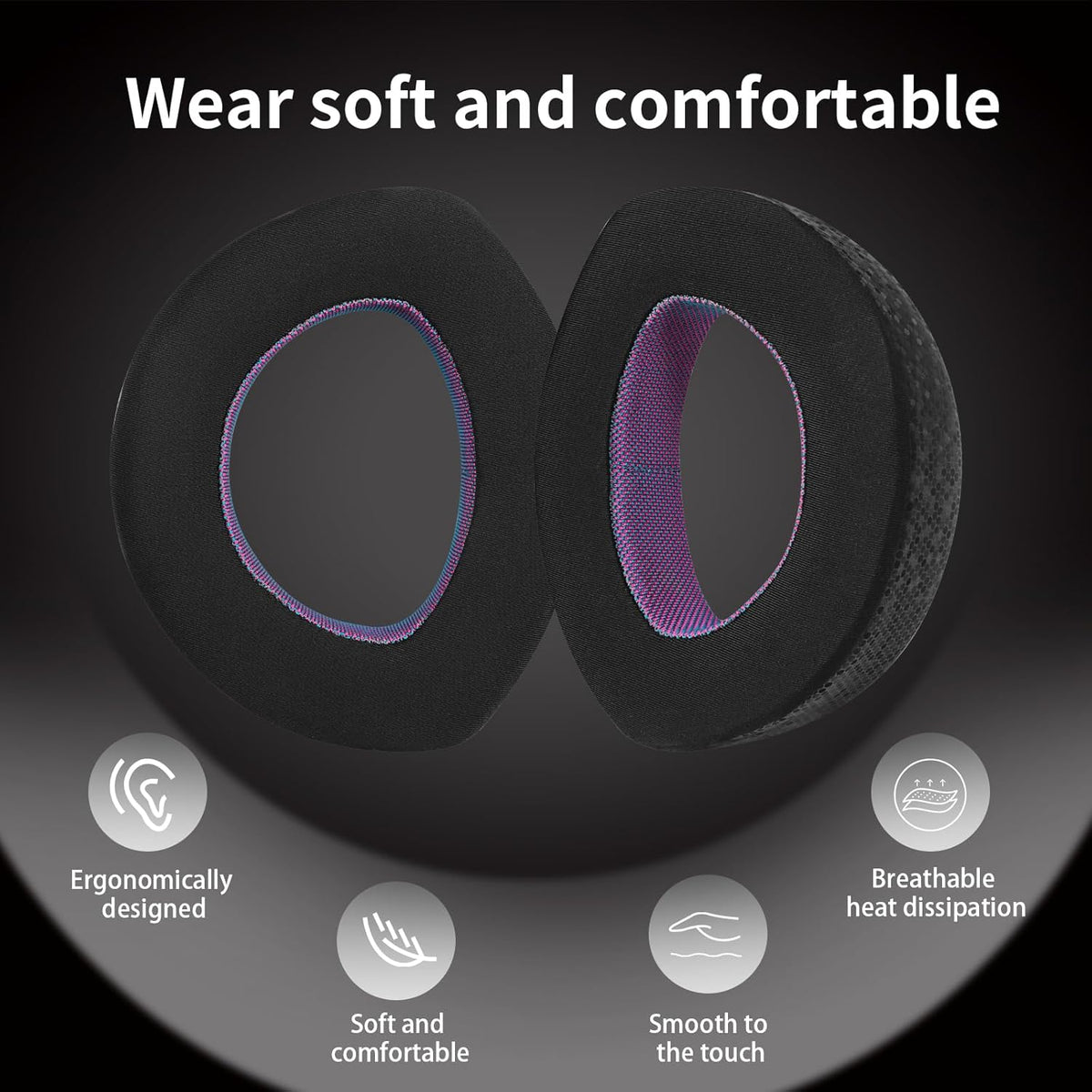 Magic Ice Gel Replacement Earpads for SENNHEISER HD700 - Black/Purple Comfort and Durability